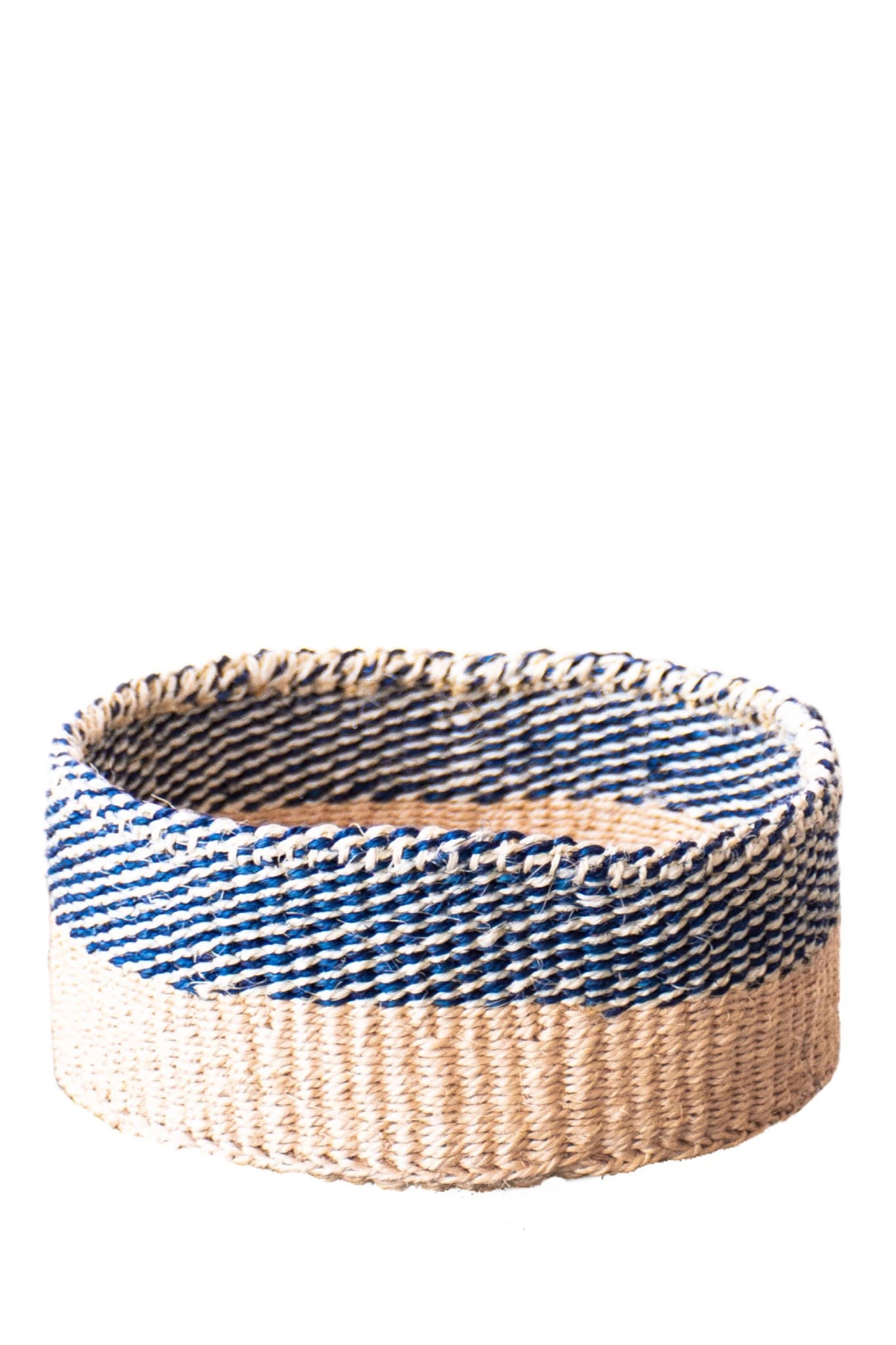 Cobalt and Natural Entryway Catchall Basket