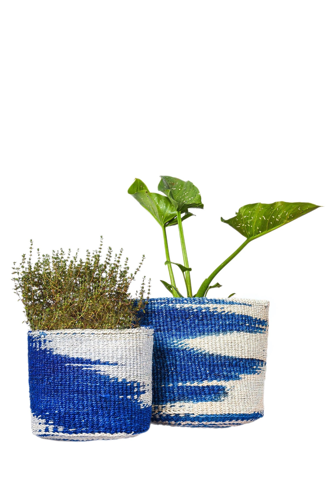 Cobalt Tone African Basket Planter