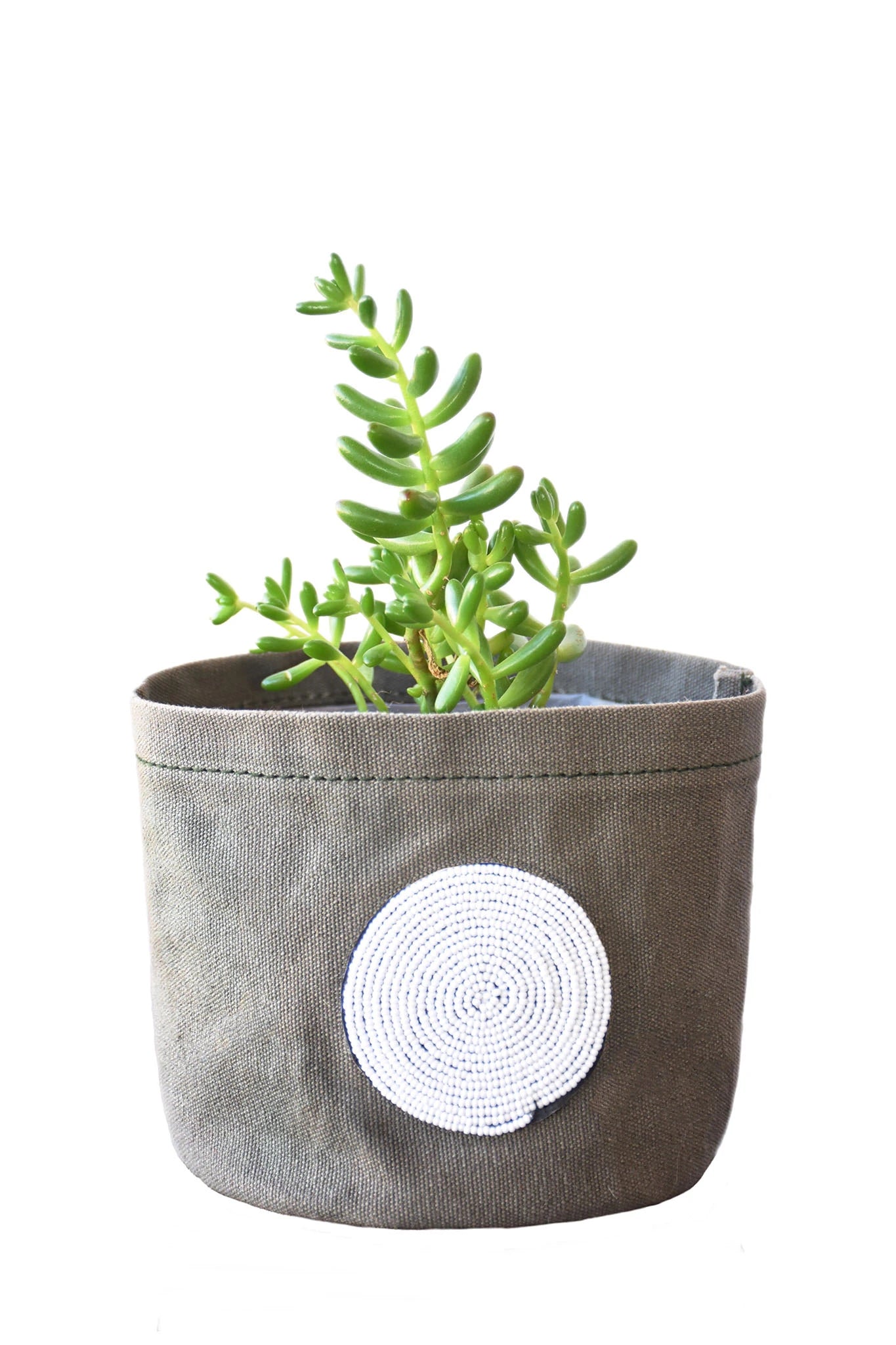 Jungle Green Hand Beaded Maasai Canvas Planter