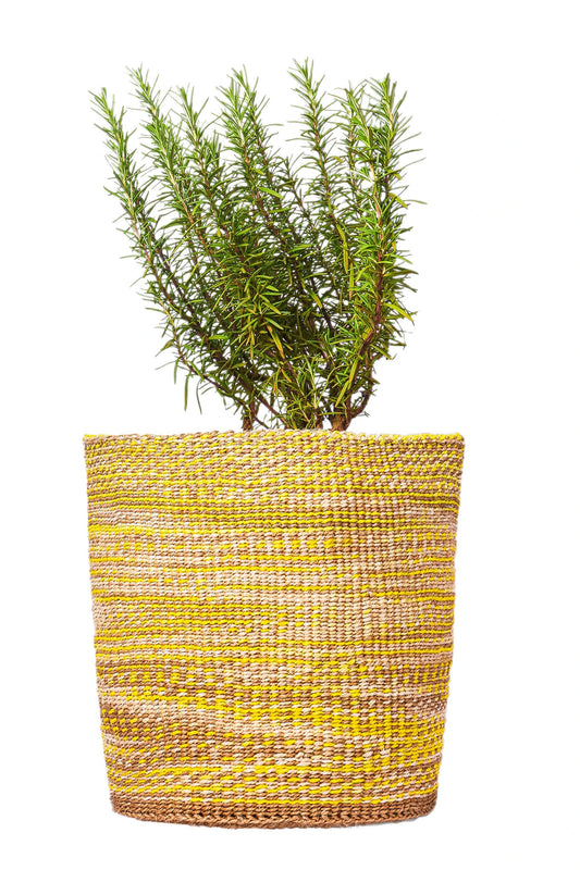 Mustard and Sand Textured African Basket Planter