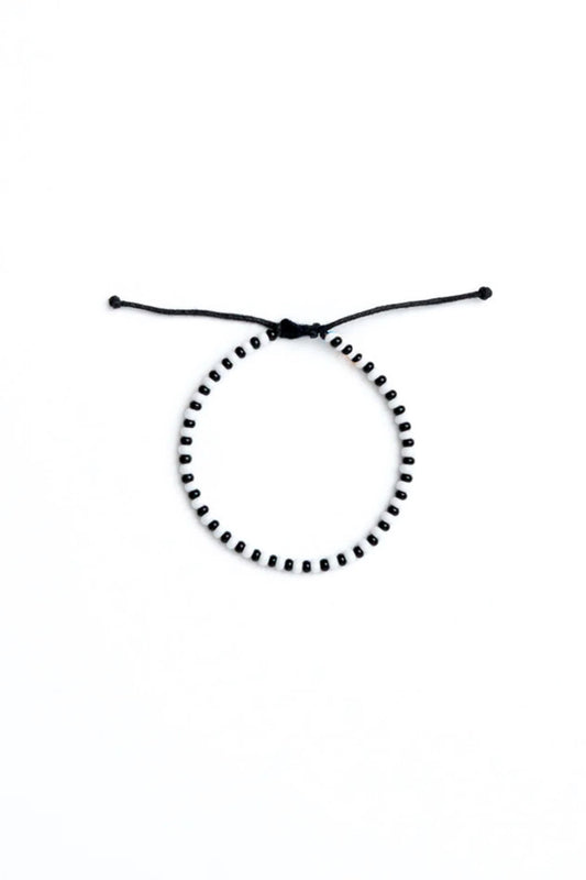 Black and White Hand Beaded Maasai Stacking Bracelet