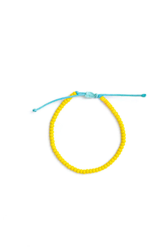 Yellow and Blue Hand Beaded Maasai Stacking Bracelet